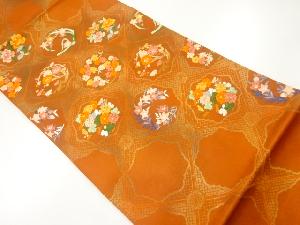 襷に草花模様刺繍袋帯